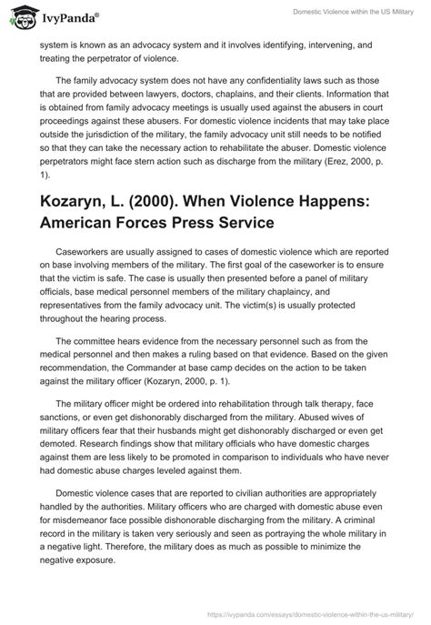 Domestic Violence Within The Us Military 1433 Words Essay Example