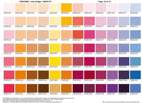 Carta Color Pantone 12 Color Pantone Chart 12 Carta Pantone