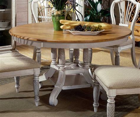 Hillsdale Wilshire Round Oval Dining Table Antique White HD 4508 816