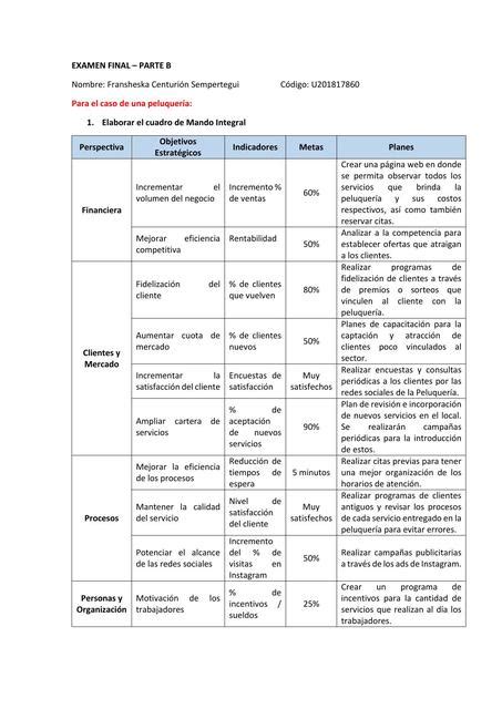 Examen Final Planeamiento Estrat Gico Fransheska Centuri N Fransheska