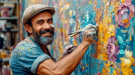 Premium Photo Street Artist Painting A Mural Captured In A Moment Of Joy