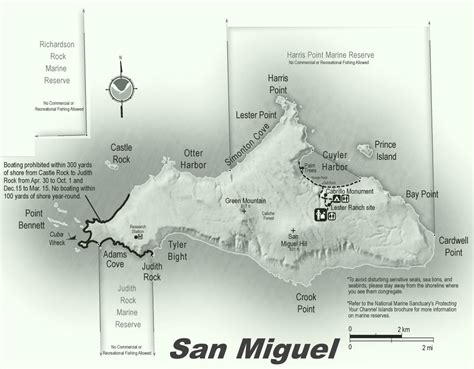 San Miguel Island hiking map - Ontheworldmap.com