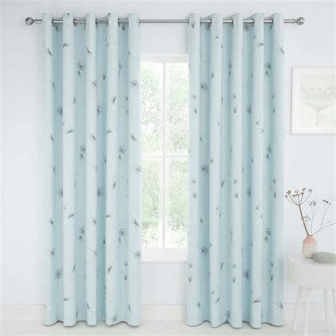 Dragonflies Duck Egg Blackout Eyelet Curtains Blue And White By Dunelm