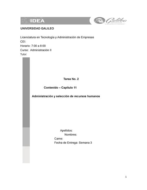 Tarea 2 Administracion 2 UNIVERSIDAD GALILEO Licenciatura En