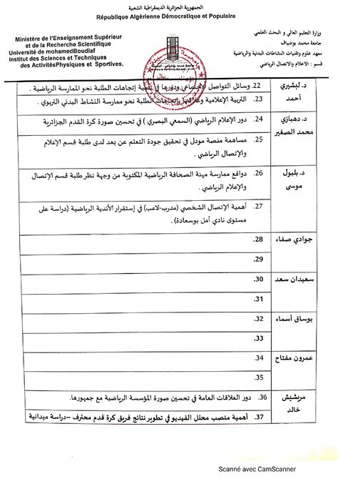 المواضيع المقترحة لمذكرات التخرج س2م إعلام و إتصال رياضي معهد علوم و تقنيات النشاطات البدنية و