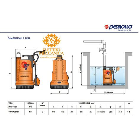 Elettropompa Sommergibile Multigirante Monofase Kw Hp Top Multi