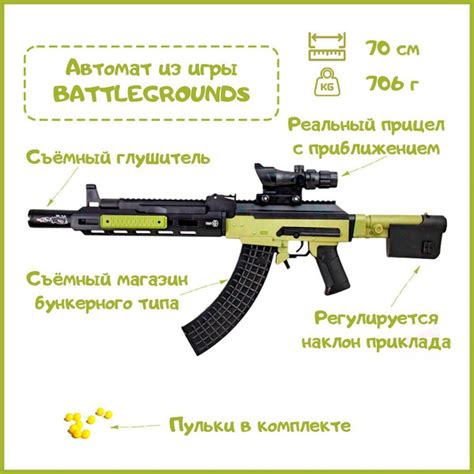 Автомат игрушечный BATTLEGROUNDS на пластиковых пульках - купить с ...