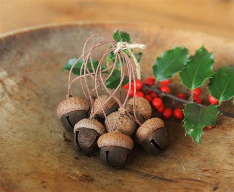 Acorn Ornaments Made With Rusty Jingle Bells Acorn Caps Etsy