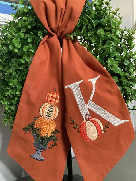 Pumpkin Topiary Fall Wreath Sash Wreath Bow Wreath Wrap Orange Wreath