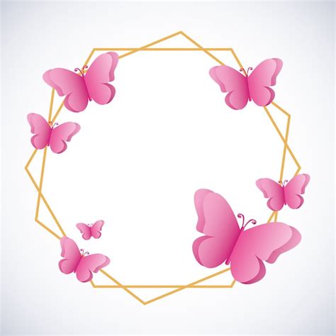 Fondo Rosa Mariposas Siluetas Vector Premium