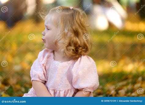 Sad Baby Girl Crying In The Park With The Swing Broken Beauty Child