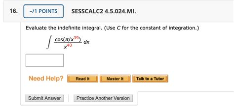 Solved Points Sesscalc Mi Evaluate The Chegg