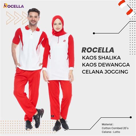 Jual Rocella Kaos Olahraga Merah Putih Couple Seragam An Bahan Katun