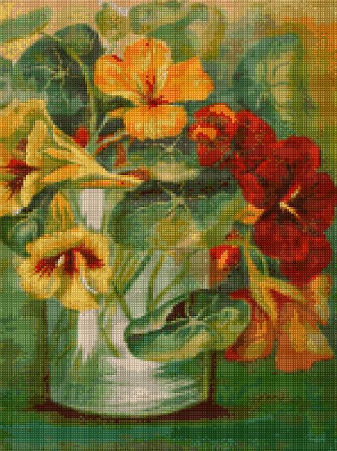 Vintage Nasturtiums Cross Stitch Pattern Pdf Instant Etsy