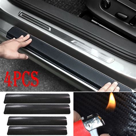 Car Door Plate Sill Scuff Cover Anti Scratch Sticker Carbon Fiber