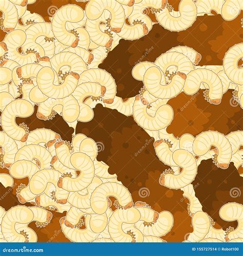 Maggot Pattern Seamless Beetle Larva Background Insect Vector Texture