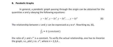 B. Parabolic Graphs In general, a parabolic graph | Chegg.com