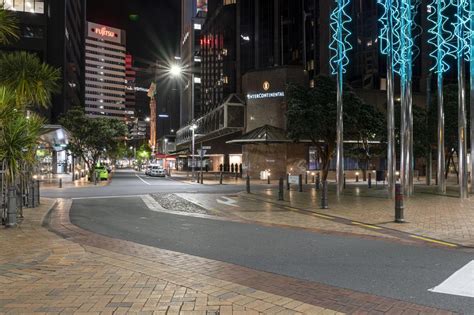 Wellington Cityscape At Night Neon Lights Illuminating The Urban