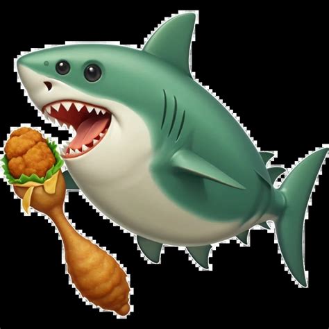 green shark holds   fin fried chicken leg emoji ai emoji generator