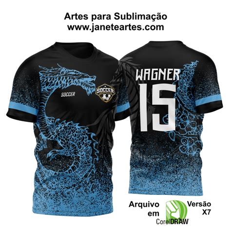 Camisa De Interclasse Preta E Azul - Arte Vetor Camisa InterClasse 2024 Modelo 40 Dragão Azul | Janete Artes
