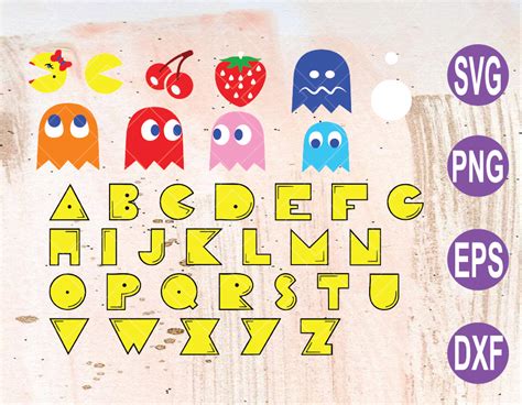 Pacman Font Svg Pacman Alphabet Pacman Otf Pacman Split Alphabet Pacman