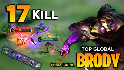 17 KILL Brody Gold Lane Gameplay Top Global Brody Best Build 2022