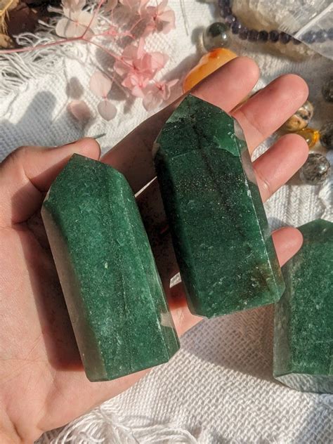 Green Aventurine With Pyrite Crystal Towers Hobbies Toys