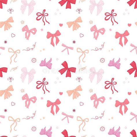 Seamless Pattern with Various Bow Knots, Gift Ribbons. Hand Drawn ...