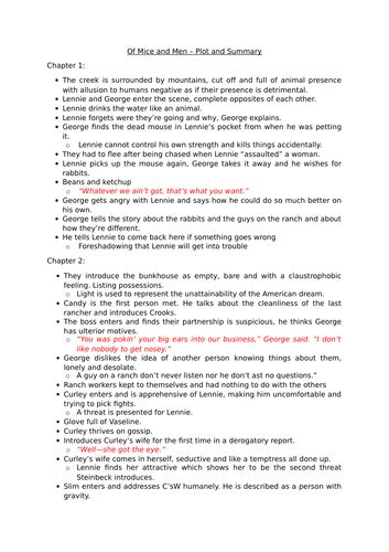 Of Mice and Men - Plot, Summary and Context | Teaching Resources