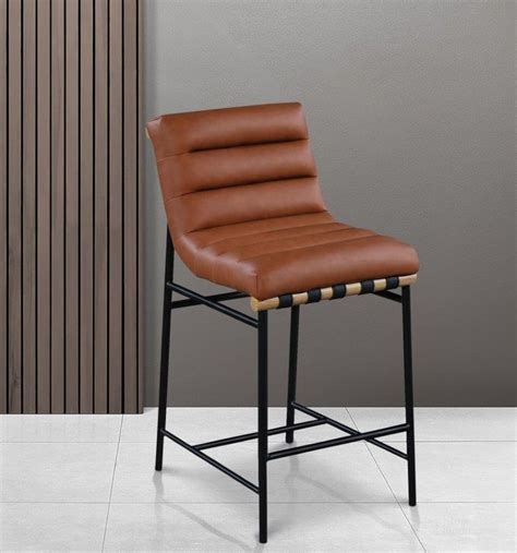 Burke Cognac Faux Leather Counter Stool By Meridian 1StopBedrooms