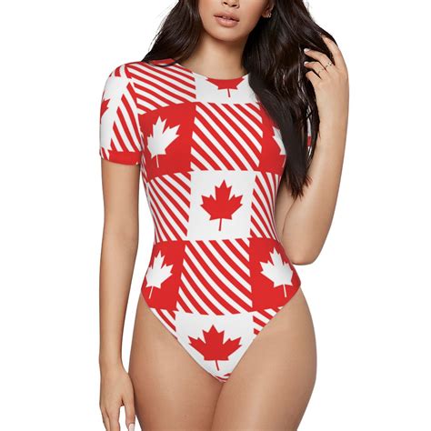 Easygdp Maple Leaves1 Womens One Piece Swimsuit Slim Fit Crew Neck