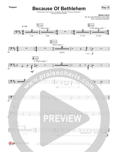 Because Of Bethlehem Choral Anthem Satb Timpani Sheet Music Pdf