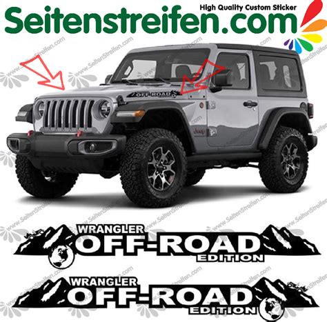 Jeep Wrangler Off Road Side Bonnet Decals Graphics Decals Sticker Kit N° 9924