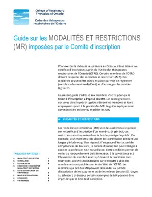 Remplissable En Ligne Guide Sur Les Modalits Et Restrictions MR