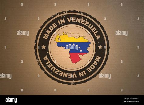 Brown Paper With In Its Middle A Retro Style Stamp Made In Venezuela