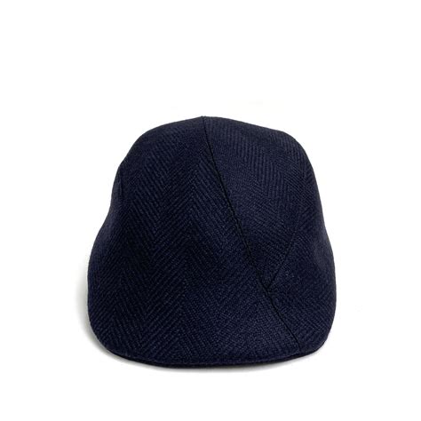 Lambswool Flat Cap Helmsley In Navy Herringbone — Karen Henriksen