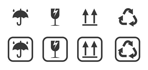 A Set Of Packaging Symbols Icons And Marks Recycling Fragile Keep