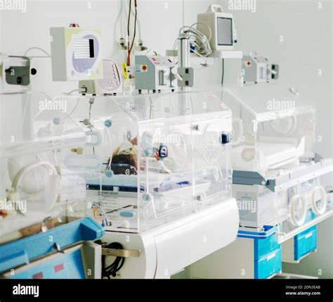 Newborn Baby In Hospital Incubator Stock Photo Alamy