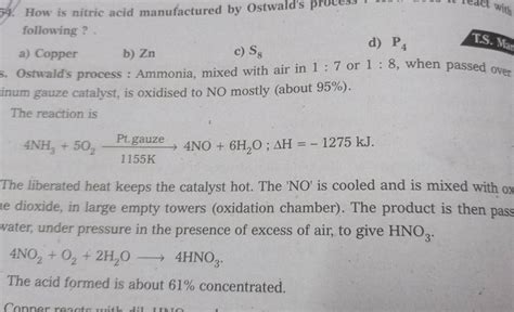 How Is Nitric Acid Manufactured By Ostwalds Process Anvmact With Follo