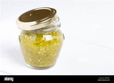 Natural Hot Green Chilli Sauce Stock Photo Alamy