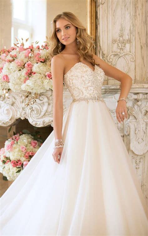 White Wedding Dress With Gold Accents