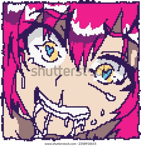 Cara De Anime Ahegao En P Xel Vector De Stock Libre De Regal As