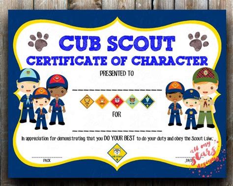 Free Printable Cub Scout Certificates Printable Templates