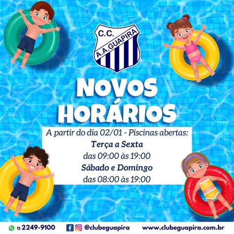 Novos Horários da Piscina Clube Guapira