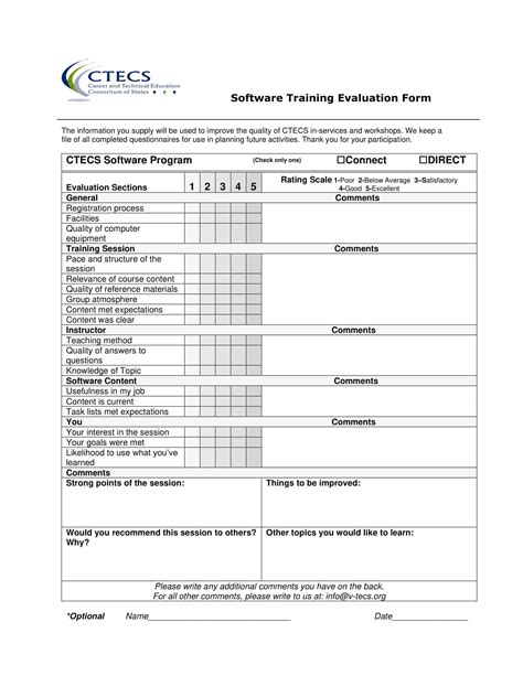 Free Printable Training Evaluation Form Template [pdf Word]