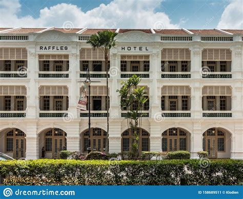 facade  raffles hotel singapore editorial photo image
