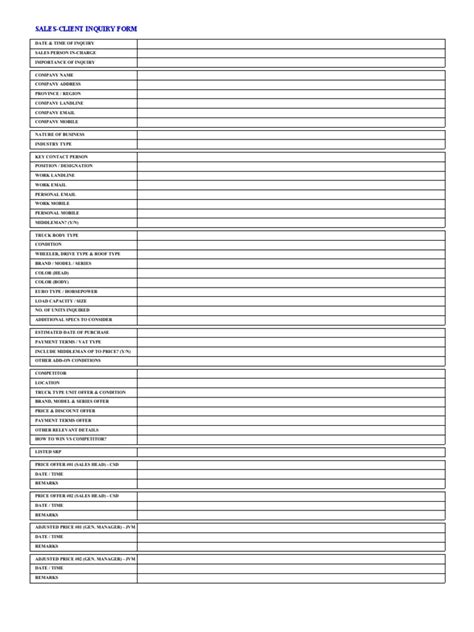 sales inquiry form    truck economies