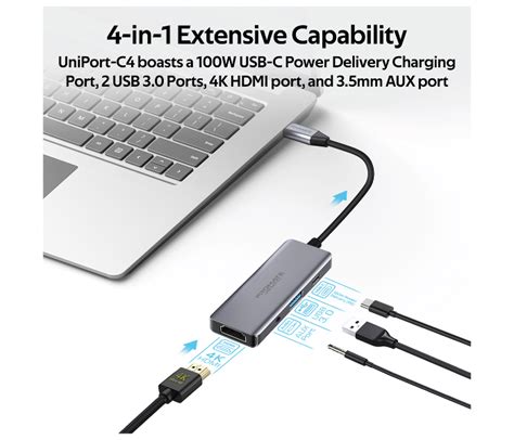 Promate UNIPORT C4 4 In 1 USB C Hub With 100W78208 Uae Jazp