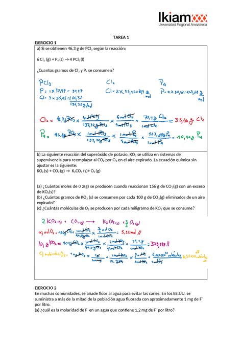 Ejercicos De Quimica Realizando Ejercicios De Química Docsity