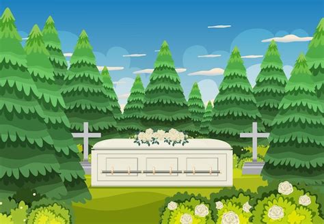 Premium Vector Coffin At Funeral Ceremony